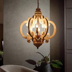 HMVPL Wooden Farmhouse Pendant Lighting Fixtures 6-Lights, Industrial Swag Chandeliers Hanging Ceiling Lamp for Kitchen Island Dining Room Bedroom Foyer Hallway Front Door