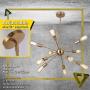 LIGHTESS Sputnik Pendant 10 Light Vintage Sputnik Chandelier Semi Flush Mount Chandelier Ceiling Light for Kitchen Dining Living Room, Gold Brass, E26 Base (Bulb Not Included)