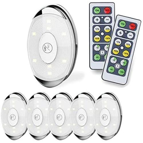 LED Puck Light, led Lights Battery Operated with Remote Control, Wireless Soft Lighting, Under Cabinet Lighting for Kitchen, Timer+ Dimmer, 4000K Warm White, 6 Pack