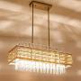 TZOE Modern Rectangle Chandelier，Crystal Chandeliers for Dining Rooms，L29.1'' x W11.4'' x H48.5'',6 Light，Adjustable Height