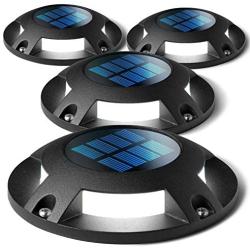 Home Zone Security Solar Deck Lights - Outdoor Solar Dock and Driveway Path Lights, Weatherproof with No Wiring Required, Black (4-Pack)