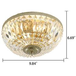 BAYCHEER Round Shaped Clear Crystal Ceiling Lghting Ftures with 3 Lghts Retro Art Dcoration Flush Mount Ceiling Light for Hallway Dining Living Room Kitchen Boudoir 9.84inch(Champagne Gold)