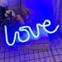 Fancci Blue Love Neon Sign, Decorative Neon Signs for Wall Decor, Cute Neon Light Sign, USB/Battery Love Led Signs Neon Lights for Bedroom, Kids Room, Party, Christmas, New Year Decor (Blue)