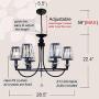 OSAIRUOS 6 Lights Contemporary Crystal Chandeliers for Dining Room Modern Rustic Pendant Lighting Fixture Hanging Round Kitchen Island Bedroom Entryway Chandelier Matte Black W28.5''