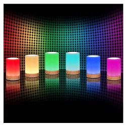 ROYFACC Night Light Touch Sensor Lamp Bedside Table Lamp for Kids Bedroom Rechargeable Dimmable Warm White Light + RGB Color Changing