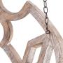 Farmhouse Wood Drum Chandelier, Cottage Burlywood Hanging Pendant Ceiling Light for Dining Room, Living Room, Foyer