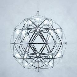 Mzithern LED 42 Lights Fireworks Globe Ceiling Light Fixture Modern Geomtric Chandelier Chrome Cage Pendant Lighting Star Lantern Hanging Lamp Sputnik Chandeliers for Foyer Bedroom Bar Cool 20 Inch