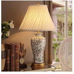 WFL-Table lamp Table Lamp New Chinese American Retro Pastoral Copper Pastel Ceramic Living Room Bedroom Bedside Coffee Table Lamp Energy Level [A ++] (Color : C)