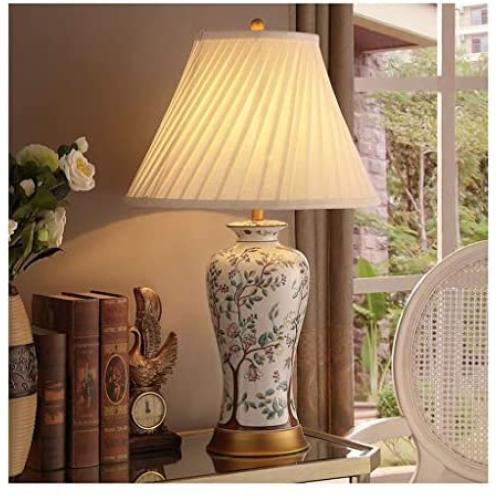 WFL-Table lamp Table Lamp New Chinese American Retro Pastoral Copper Pastel Ceramic Living Room Bedroom Bedside Coffee Table Lamp Energy Level [A ++] (Color : C)