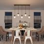 Dining Room Lighting Fixtures Hanging, Mason Jar Lights, 5-Light Pendant Lighting for Kitchen Island with Faux Wood Finish, Brown