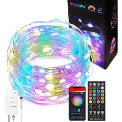 Christmas 32.8ft LED Fairy Strip Lights,Smart Led Lights Strips Compatible with Alexa/Google Home, Ir Remote APP Control Music Sync Color Changing USB Fairy String Lights for Bedroom, Home Decoration