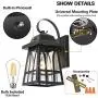 Outdoor Wall Lantern with Dusk to Dawn Sensor, Matte Black Exterior Wall Sconce, Outdoor Porch Light Fixture with LED Bulb, Anti-Rust Waterproof Wall Mount Lamp for Entryway, Garage, Front Door