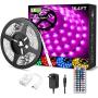 LED Strip Lights 16.4ft, RGB LED Light Strip, 5050 SMD LED Color Changing Tape Light with 44 Key Remote and 12V Power Supply, LED Lights for Bedroom, Home Decoration, TV Backlight, Kitchen, Bar