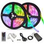 Led Strip Lights 32.8ft, XYUAN Waterproof RGB Flexible Lights 5050 SMD 300 LEDs with 44 Keys IR Remote, 12V Power Supply, Halloween Color Changing Tape Light for Bedroom, Home, Party, DIY Decoration