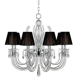 Derry Street Chrome Large Chandelier 32'' Wide Crystal Arm Black Silk Shades 8-Light Fixture for Dining Room House Foyer Kitchen Island Entryway Bedroom Living Room - Vienna Full Spectrum