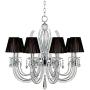 Derry Street Chrome Large Chandelier 32'' Wide Crystal Arm Black Silk Shades 8-Light Fixture for Dining Room House Foyer Kitchen Island Entryway Bedroom Living Room - Vienna Full Spectrum