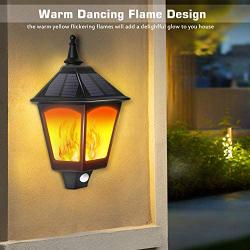 Solar Lights Outdoor Decorative, 2 in 1 Sconce Decorative Flickering Flame Wall Lights Dusk to Dawn, 87 LEDs Motion Sensor Outdoor Waterproof for Party, Garden, Patio, Garage, Back/Front Door (1 Pack)
