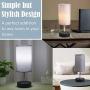 Focondot Table Lamp, Bedside Nightstand Lamps with Dual USB Charging Ports & an AC Outlet, USB Lamp Set of 2 with Gray Cylinder Shade, Stylish Desk Lamp for Bedroom Living Room Office (Grey)