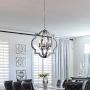 Maxax Rustic Metal Chandelier 4 Lights Ceiling Hanging Light Fixture for Indoor Kitchen Island Dining Living Room Farmhouse,Antique Silver&Black Finish