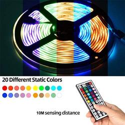 LED Strip Lights,FASHURN Waterproof 10m(2x5m,32.8 Feet) LED Light Strip SMD 5050 300 LEDs,RGB Color Changing,44 Keys IR Remote Controller for Home,Kitchen,Party,Christams,DC 12V 5A