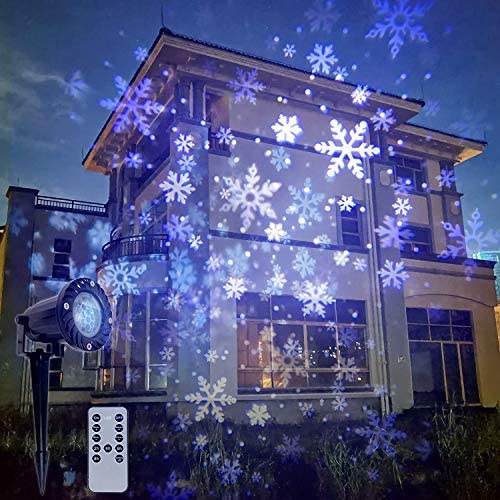 Christmas Snow Storm Projector Lights Outdoor Garden Stake Light LED Snowflake Lights Waterproof Landscape Remote Snowflakes for Indoor Gardens Homes Wedding Lawn Patio Holiday Decor