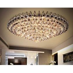 A Million Luxury Crystal Chandelier Flush Mount 31.5'' Modern Minimalist Design Pendant 15-Light Ceiling Light Fixture for Living Room Bedroom Restaurant Kitchen Lobby, E12 Socket