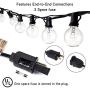 2 Pack Outdoor String Lights 25Ft G40 Globe Patio Lights with 25 Clear Globe G40 Bulbs(1 Spare), Waterproof Connectable plug in hanging light for Backyard Porch Balcony Decor, E12 Socket Base, Black