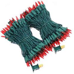 Red Outdoor String Lights, Green Wire Incandescent Lights String 66 Feet and 200 Light, UL Certified Commercial Grade Mini Lights Set, for Party, Wedding, Garden.