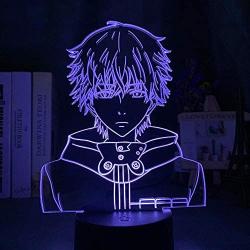 3D Illusion Lamp Anime Tokyo Ghoul Ken Kaneki Face Nightlight 3D Led Night Light for Reading Room Decor Light Anime Gift Lamp led Night Light for Kids 7 Color Touch
