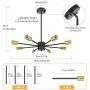 8-Light Sputnik Chandelier, Industrial Modern Ceiling Light Fixture, Semi Flush Mount Mid-Century Vintage Pendant Lights for Dining Room Bedroom Living Room Kitchen Hallway Foyer (Bulbs Not Included)