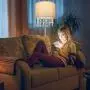 61'' Crystal Floor Lamp LED Standing Lamp Linen Shade Elegant Design Floor Light Tall Upright lamp with LED Bulb for Living Room, Bedroom, Office and Reading(Chrome)