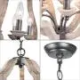 Farmhouse Chandelier, New Modern Orb Kitchen Chandelier, 5-Light Wooden Chandeliers for Dining Rooms, Foyer, Entryway