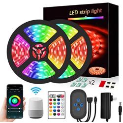 Segrass WiFi Led Strip Lights Compatible with Alexa,Google Home, 32.8ft RGB LED Strips Light with WiFi Controller Music Sync Color Changing Rope Lights for Bedroom Party TV Home Decorative