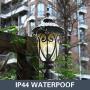 Goalplus Outdoor Post Light Fixture with Pier Mount Vintage Post Lamp for Yard 60W E26 Post Lantern in Bronze Finish with Seeded Glass Shade, 24'' High, IP44 Waterproof, LM0519-M