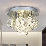 Maxax Flush Mount Crystal Chandelier 3 Lights Ceiling Lighting Fixture for Walking Way Living Room, Bedroom,Kitchen, Bathroom.(Chrome) (OM24)