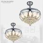 Luxury Modern Crystal Chandelier Ceiling Fan Lamp Folding Ceiling Fans With Lights Chrome Ceiling Fan With Light Dining Room Decorative with Remote Control (Support Dimming)