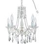 Amalfi Decor 5 Light LED Crystal Beaded Chandelier, Mini Wrought Iron K9 Glass Pendant Light Fixture Vintage Nursery Kids Room Dimmable Plug in Hanging Ceiling Lamp, Whitewashed