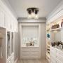 Semi Flush Mount Ceiling Light, Farmhouse Wood Light Fixtures with 3 Clear Glass Shade for Dining Room, Bedroom, Hallway