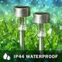 GIGALUMI Solar Pathway Lights 16 Pack, Solar Landscape Lights Outdoor Waterproof & Auto On/Off, Stainless Steel Solar Powered Garden Lights for Yard, Lawn, Patio, Path, Walkway or Driveway Cold White