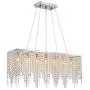 7PM Rectangular Crystal Chandelier Linear Hanging Light Fixture for Dining Room Kitchen Island