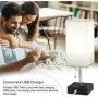Table Lamp with USB Port, Sailstar Bedside Lamps with 2 Fast USB Charging Ports & AC Outlet, Small Lamp Inlcude Daylight 5000k LED Bulb, Modern Table Lamps for Bedroom Nightstand Living Room