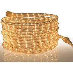 Tupkee Rope Light Warm Clear - 24 Feet (7.3 m), for Indoor and Outdoor use - 10MM Diameter - 288 Clear Incandescent Long Life Bulbs Rope Tube Lights