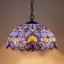 Tiffany Hanging Lamp 16 Inch Pendant Light Blue Purple Baroque Lavender Stained Glass Shade S003C WERFACTORY Chandelier Ceiling Fixture Dining Living Room Bedroom Study Office Coffee Bar Hallway Loft