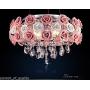 LUOLAX Romantic Ceramic Rose Flower Chandelier Modern Crystal Pendant Lamp Flush Mount Hanging Ceiling Fixture for Girl Bedroom/Living Room/Restaurant/Dining Room Decoration, Pink(Dia 19.68Inch)