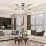 JHLBYL Sputnik Chandelier 8-Light Silver Modern Chandelier Fixture Classic Mid Century Semi Flush Mount Ceiling Light for Bedroom Living Room Dining Room Foyers