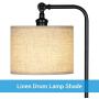 DEWENWILS 63 inch Black Floor Lamp with White Linen Drum Shade, Adjustable Lampshade, Standing Tall Lamp for Living Room, Bedroom, Office, Simple Design Farmhouse Style