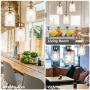 WENFENG Industrial 3-Light Pendant Lighting, Adjustable Hanging Light Fixtures, Flush Mount Ceiling Chandelier, Water Ripple Glass Shade E26 Bronze Base, for Kitchen Island Hallway Dinning Room