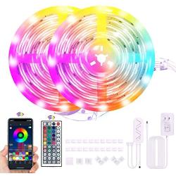 65.6FT/20m LED Strip Lights with Bluetooth Controller Music Sync Color Changing Rope Light RGB 5050SMD 360 LEDs for Bedroom, Party, Home Decoration Non-Waterproof