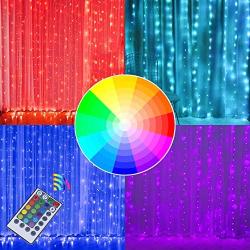 DAYLIGHTIR Fairy Window Curtain Lights, USB Remote Control 16 Color Changing String Lights for Bedroom Decor, Valentines Day, Christmas, Weddings, Birthday, Party, Halloween