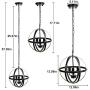 DLLT Chandelier Farmhouse Hanging Lighting, 3 Lights Globe Ceiling Light Fixture, Metal Swag Pendant Lighting for Kitchen, Dining Room, Living Room, Hallway, Bedroom, Entryway, E12 Base Gold